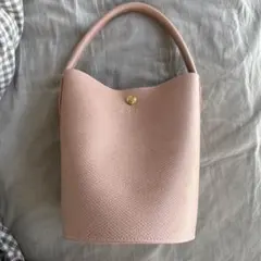 美品 ロンシャン エピュレ バケットバッグ ピンクベージュ