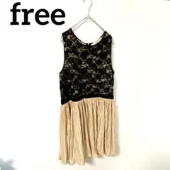 Rewind【free】 ノースリーブひざ丈ワンピース 黒/ベージュ