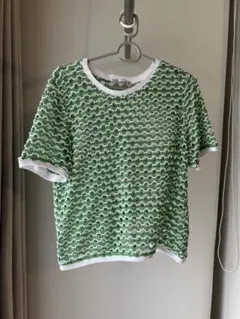 ZARA グリーン メッシュ編み 半袖