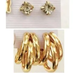 ゴールドツイストデザインピアスセット　可愛い　お洒落　個性的　カジュアル　新品