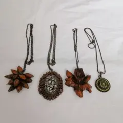 木製ネックレス まとめ売り 花形 ヴィンテージ アンティーク