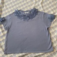 サエラ　ピュアルセシン 花柄刺繍Tシャツ グレーのサムネイル