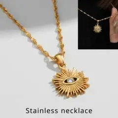 ステンレス製 イーブルアイ 瞳 目玉 おしゃれ コインネックレス 人気 当日発送