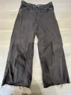ZARA ブラウン ワイドレッグデニム