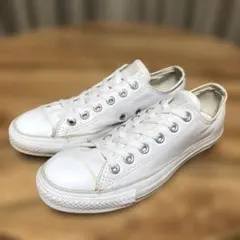 美中古/CONVERSEオールスターロー(24.5cm)ホワイトレザーのサムネイル