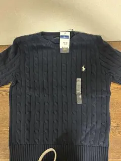 新品　タグ付き　Ralph Lauren ネイビー ケーブルサマーニット 半袖
