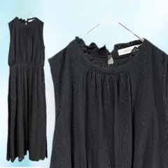 マウジー 総レースロングワンピース M 黒 ドレス 結婚式 2次会 MOUSSY