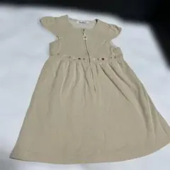 familiarファミリア ベージュ半袖ワンピース110リアちゃん　ジャンスカ