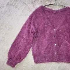 ハリータ Vネック カーディガン M ピンク ふわふわ ニット 羽織