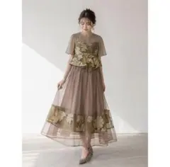 美品 Ameri VINTAGE ジャガードチュールドレス Sのサムネイル