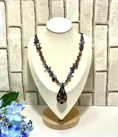 倉庫在庫処分! 新品 ベネチアンガラス 花しずく ロングネックレス BL-002のサムネイル