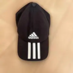 紫*花様 adidas ブラック キャップ 3本ライン