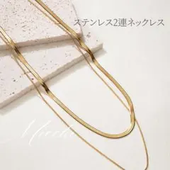 2連ネックレス レディース ゴールド ステンレス アクセサリー ユニセックス