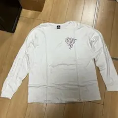 manwhoホワイト 長袖カットソー 雲デザイン　スケボー　ストリート