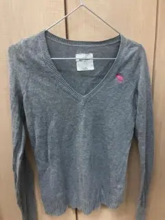 abercrombie グレー Vネック 長袖セーター M