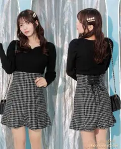 michellMacaron ミシェルマカロン フリル美脚ツイードスカート