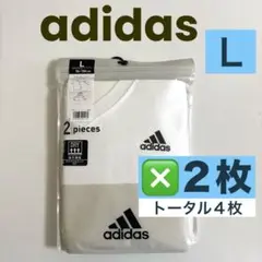 3【アディダス】VネックTシャツ ワンポイントロゴ 入り2枚組 ×2（４枚） Ｌ