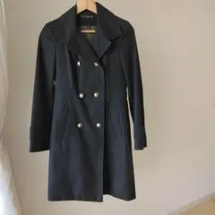 INDIVIVAI ブラックダブルブレストトレンチコート　サイズ38