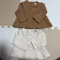 petit main 80㎝ ニット・セーター風トップス リボン付き 2点セット