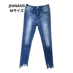 JEANASIS ライトブルー スキニーデニム　Mサイズ　フリンジ裾　ストレッチ