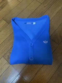adidas 青 Vネック 長袖カーディガン
