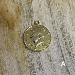 ヴィンテージ コインチャーム ケネディ 1964 ゴールド アクセサリーパーツA