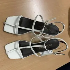 PECHINCHAIR ホワイトサンダル36号値下げオシャレかわいい牛革