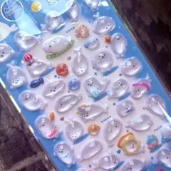 Nekoni★韓国 3Dボンボンドロップシール★アザラシ ★おまけ付き