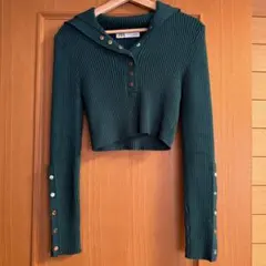 ZARA ショート丈リブニット S