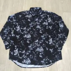 花柄長袖シャツブラック×ホワイト Lサイズ