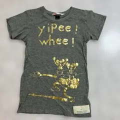 Disney ミッキーマウス ゴールドプリント Tシャツ グレー M