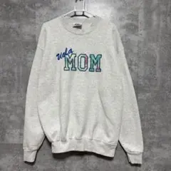 90s USA製 スウェット XL MOM カレッジ風 刺繍ロゴ 古着