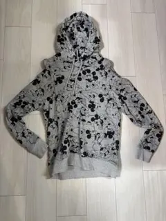 ミッキーマウス プリント グレー パーカー