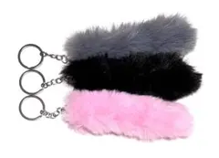 ファー キーホルダー しっぽ 3点セット 平成ギャルy2k ピンク 黒 グレー