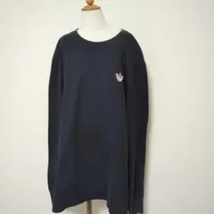adidasOriginals ワンポイントロゴ刺繍 ロングＴシャッ 黒