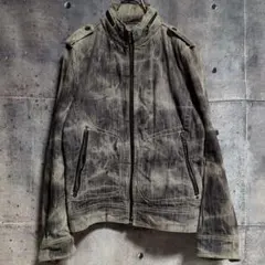 Y2Kデニムシングルライダースブルゾン フード付き Gジャン ジャケット