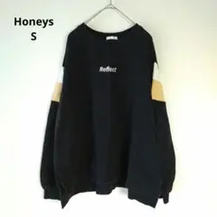 Honeys 長袖トップス トレーナー ワンポイントログ 綿100% 黒 S