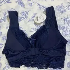 사이즈 M 돌체 피오라논 와이어 꽃무늬 자수 x 레이스 나이트 브라 네이비