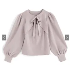 【美品】フロントオープンリボンニットトップス[dr612] ピンク