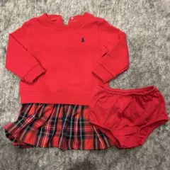 Ralph Lauren　チェック柄スカート ワンピース　赤色