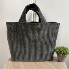 ハンドメイド　トートバッグ　M コーデュロイ　グリーン系　サブバッグ