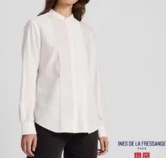 UNIQLO★コットンツイルピンタックシャツ/バンドカラー