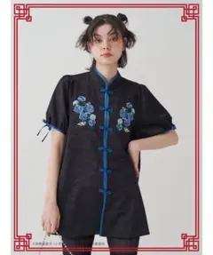 jouetie(ジュエティ)コラボらんま１／２チャイナ服 チャイナシャツ 黒