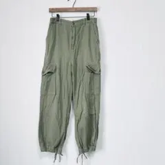 2379 ニコアンド カーゴパンツ カーキ L 裾ドローコード ワイド