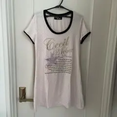 CECIL McBEE 半袖 カットソー ドット柄 ラインストーン　薄ピンクのサムネイル
