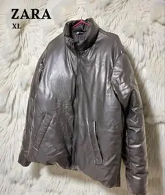 美品☆ZARAフェイクレザー パフジャケット XL ブラック