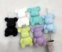 くまちゃんビーズ　クマビーズ　カラフルビーズ６個セット