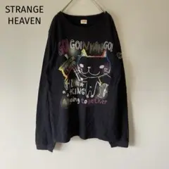 STRANGE HEAVEN ロンT 長袖　ねこキャラ　カラフル　ブラック　秋