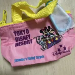 ディズニー　カプセルトイ　ポーチ　小物入れ　ダンボ　ピンク　カラビナ付