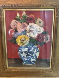 小原 稔 『 バラ 』 油絵 油彩 絵画 小原 稔 『 バラ 』 油絵 油彩 絵画 Yahoo!オークション -「小原